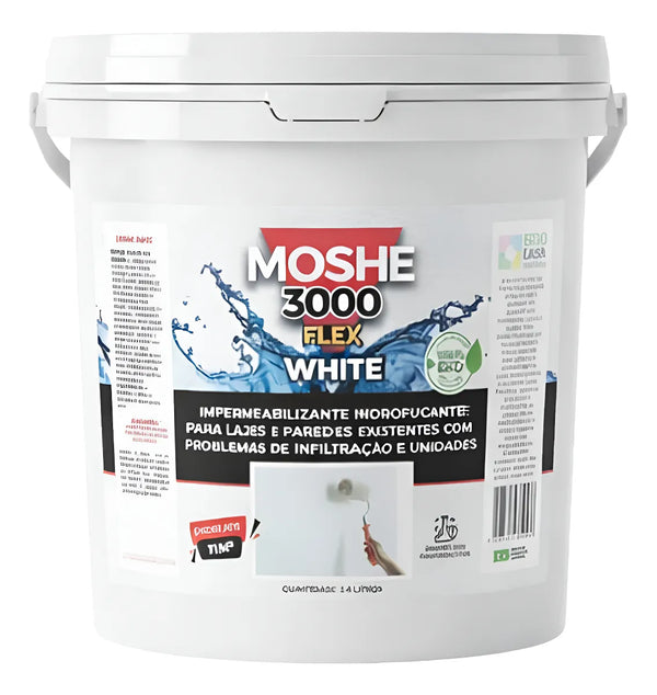 Impermeabilizante MOSHE 3000 FLEX WHITE para Lajes e Paredes Monocomponente